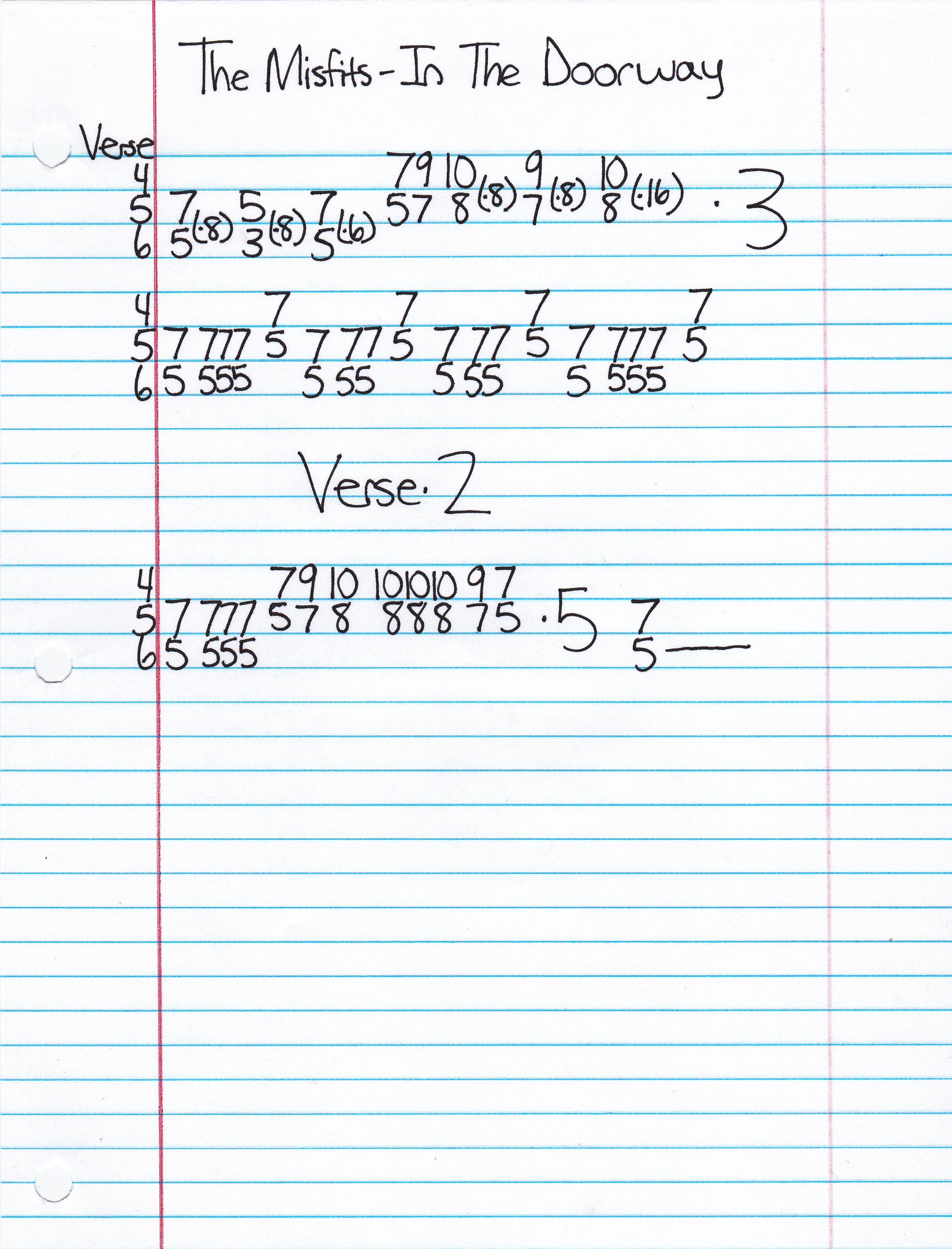 High quality guitar tab for In The Doorway by The Misfits off of the album Static Age. ***Complete and accurate guitar tab!***